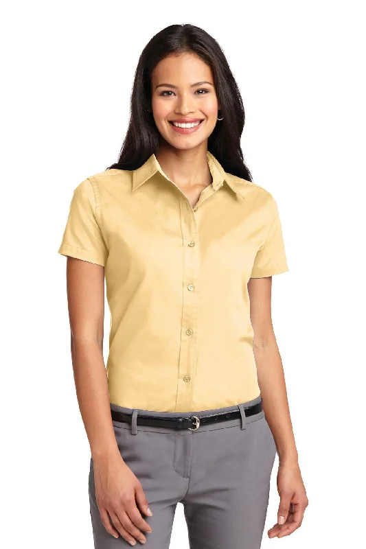 Port Authority Ladies Short Sleeve Easy Care  Shirt.  L508 Trendy Tie-Front Short Shirt