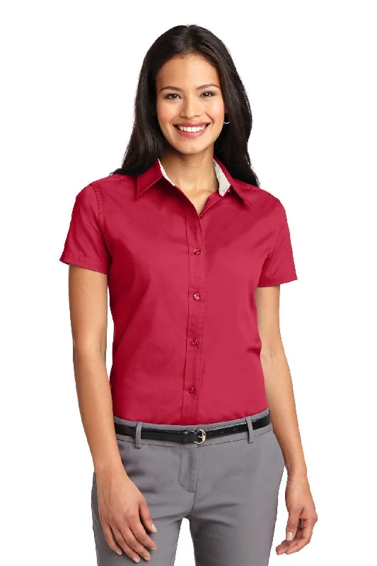 Port Authority Ladies Short Sleeve Easy Care  Shirt.  L508 Fashionable Sheer Short Shirt