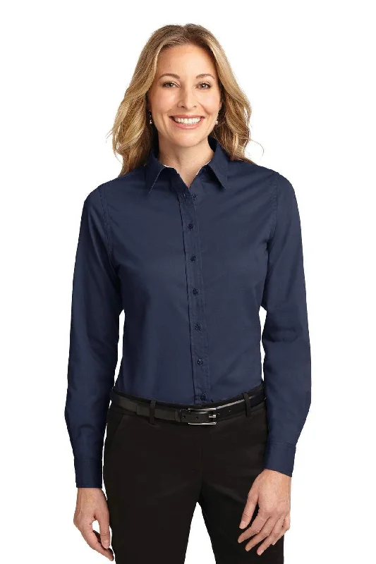 Port Authority Ladies Long Sleeve Easy Care Shirt.  L608 Trendy Button-Front Short Sleeve