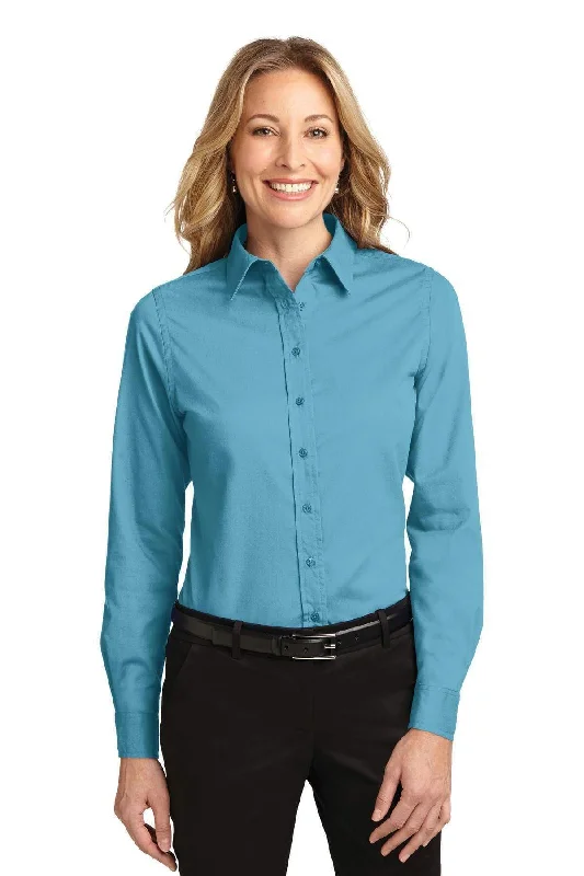 Port Authority Ladies Long Sleeve Easy Care Shirt.  L608 Trendy Tie-Front Short Shirt