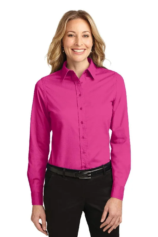 Port Authority Ladies Long Sleeve Easy Care Shirt.  L608 Trendy Button-Front Short Sleeve