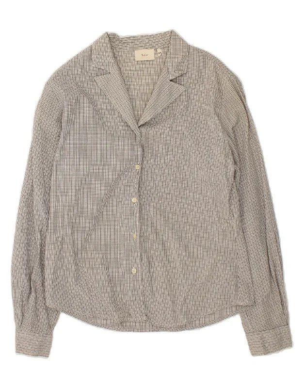 SISLEY Womens Shirt IT 44 Medium Grey Check Cotton Trendy Sleeveless Short Shirt
