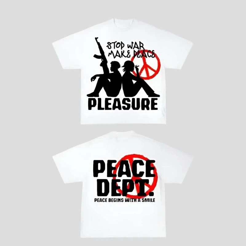 Stop War Make Peace Oversized T Shirt Classic Denim Short Sleeve