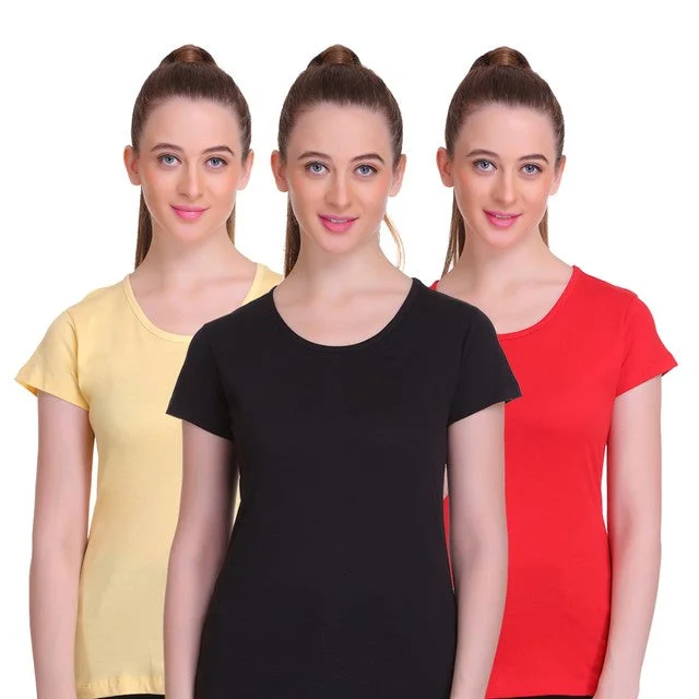 T.T. Womens T Shirt - Pack Of 3 Comfortable Short Sleeve Blouse