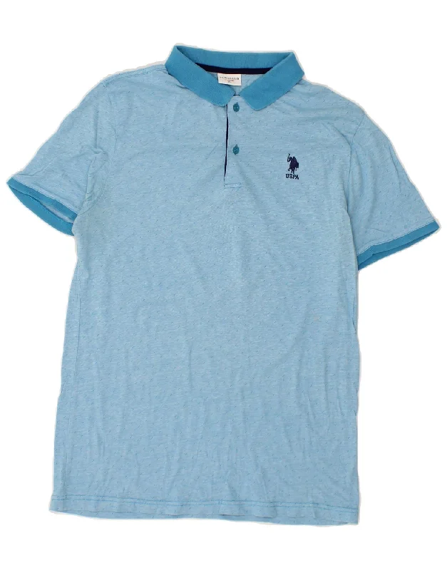 U.S. POLO ASSN. Womens Polo Shirt UK 18 XL Blue Fashionable Rounded Short Shirt