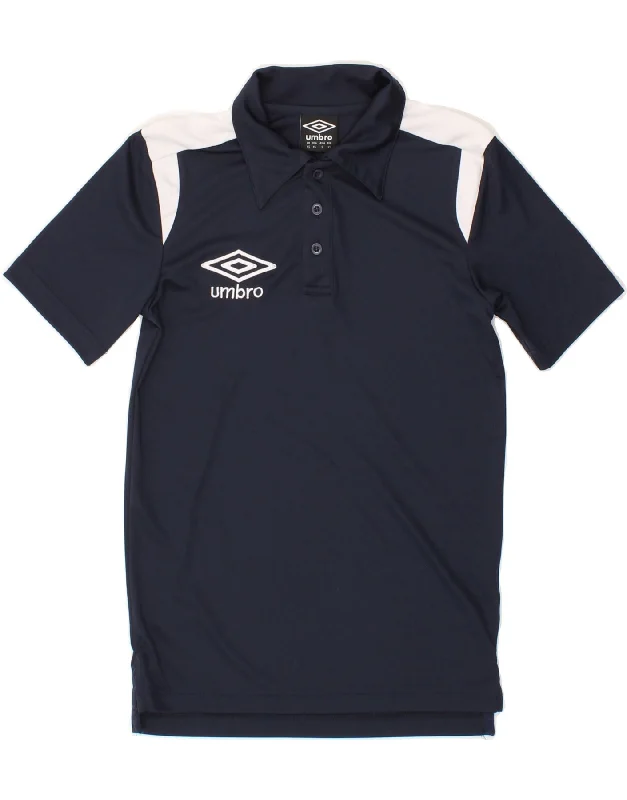 UMBRO Womens Polo Shirt UK 6 XS Navy Blue Colourblock Polyester Stylish Striped Short Sleeve