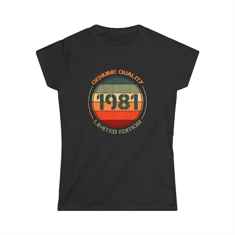 Vintage 1981 T Shirts for Women Retro Funny 1981 Birthday Womens T Shirt Trendy Print Short Sleeve