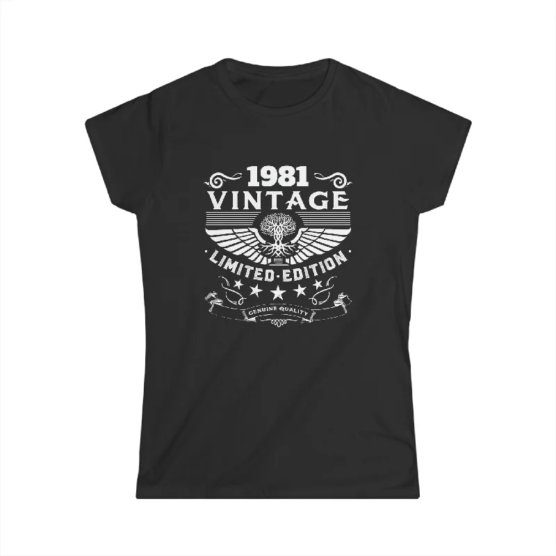 Vintage 1981 TShirt Women Limited Edition BDay 1981 Birthday Women Tops Classic Short Sleeve Tunic