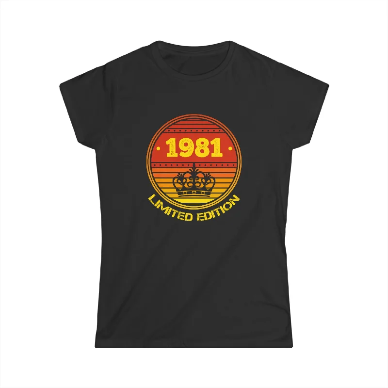 Vintage 1981 TShirt Women Limited Edition BDay 1981 Birthday Womens T Shirts Casual Loose Short Sleeve