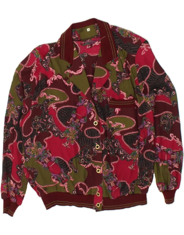 VINTAGE Womens Shirt Blouse IT 48 XL Multicoloured Floral Viscose Stylish Printed Short Shirt
