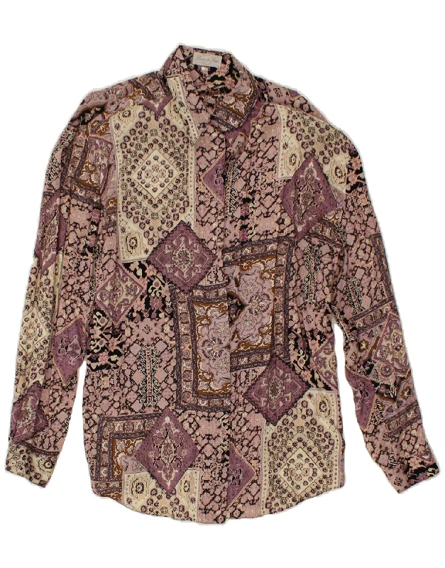 VINTAGE Womens Shirt EU 40 Medium Purple Paisley Viscose Classic Casual Short Sleeve VINTAGE Womens Shirt EU 40 Medium Purple Paisley Viscose Classic Casual Short Sleeve