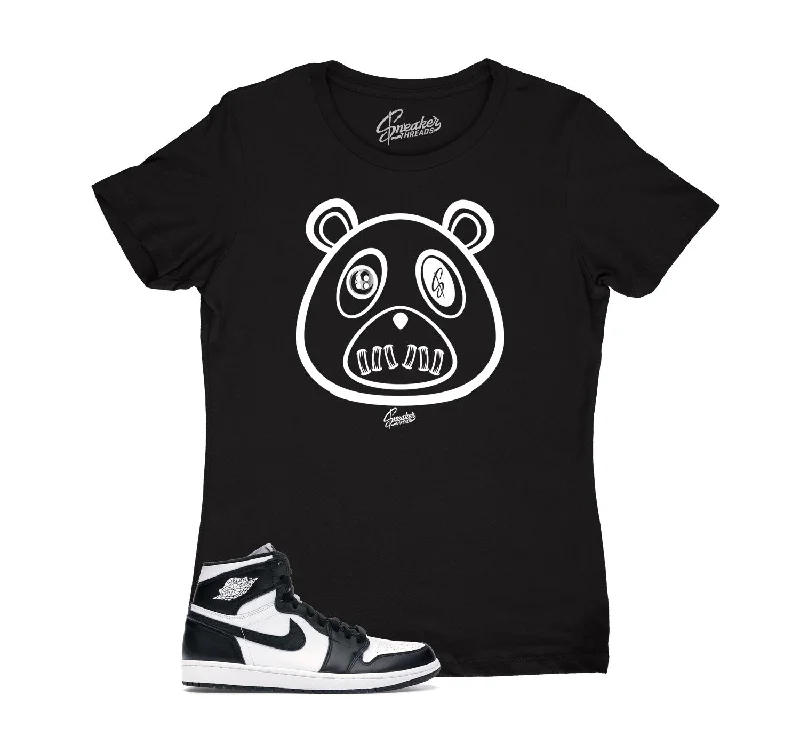 Womens - Black White 1 ST Bear Shirt Casual Short Sleeve Top