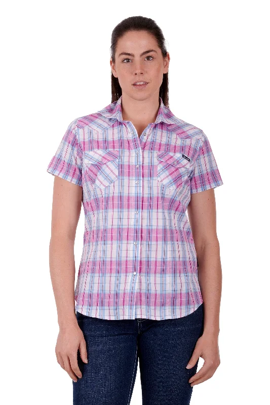 Wrangler Ladies Sanda S/S Shirt - Multi - X3S2132507 Elegant Lace-Trimmed Short Shirt