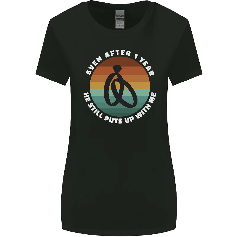 1 Year Wedding Anniversary 1st Marriage Womens Wider Cut T-Shirt Fashionable Trendy Casual 1 Year Wedding Anniversary 1st Marriage Womens Wider Cut T-Shirt Fashionable Trendy Casual