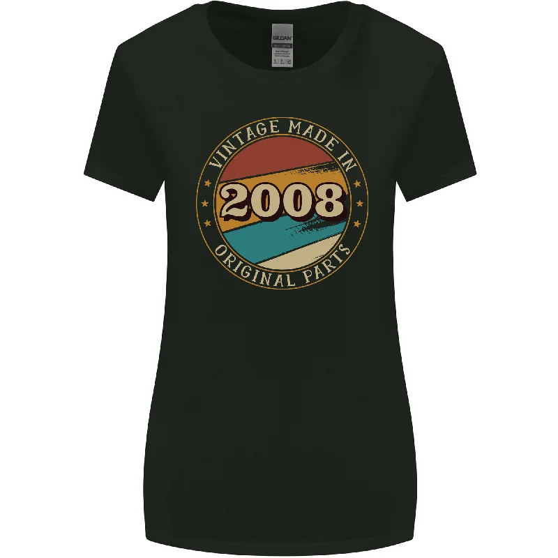 15th Birthday Vintage Made In 2008 Womens Wider Cut T-Shirt Zippered Buttoned Snapped 15th Birthday Vintage Made In 2008 Womens Wider Cut T-Shirt Zippered Buttoned Snapped