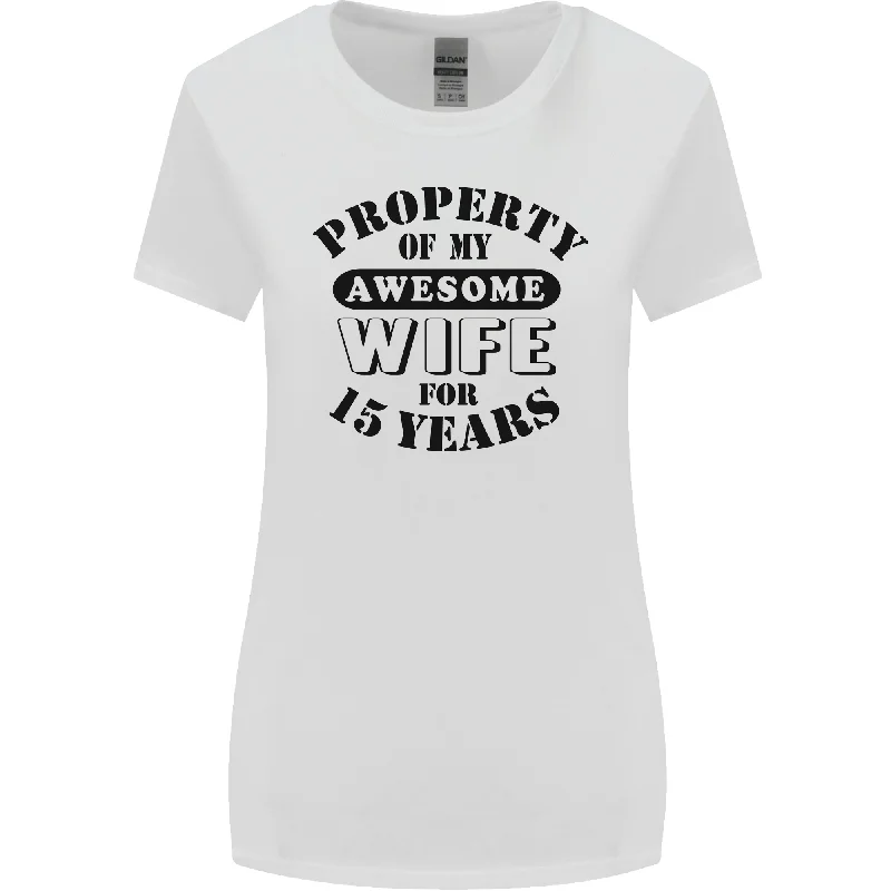 15th Wedding Anniversary 15 Year Funny Wife Womens Wider Cut T-Shirt Mesh Fabric Canvas Fabric Denim Fabric 15th Wedding Anniversary 15 Year Funny Wife Womens Wider Cut T-Shirt Mesh Fabric Canvas Fabric Denim Fabric