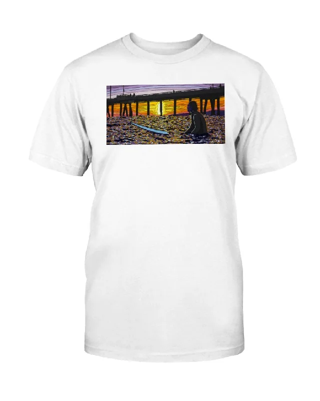 A Surfer's Moment of Zen - Unisex T-Shirt Notch Collar Peter Pan Collar Cowl Neck