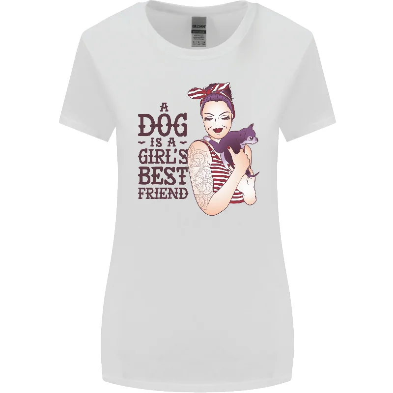 A Dog Is a Girls Best Friend Chihuahua Womens Wider Cut T-Shirt Basic T-Shirt Crew Neck Short Sleeve