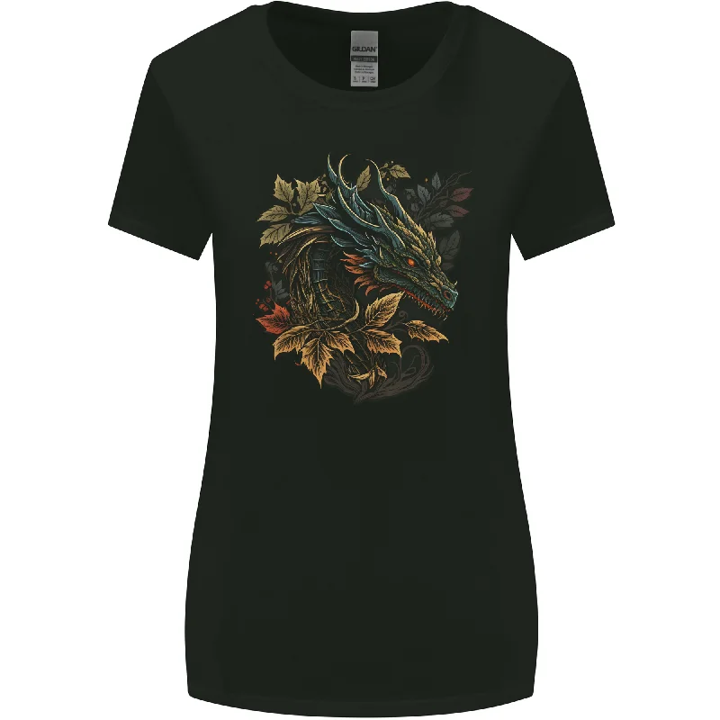 A Dragon in Nature Fantasy Womens Wider Cut T-Shirt Cotton Fabric Linen Fabric Terry Fabric