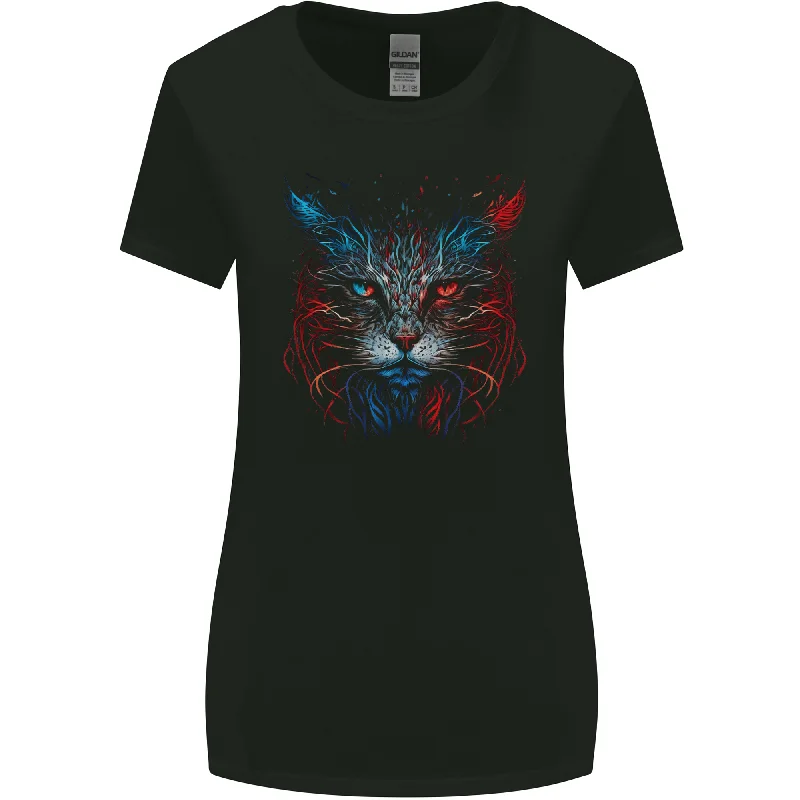 A Fantasy Cat With Cool Colours 5 Womens Wider Cut T-Shirt Front Pockets Side Pockets Patch Pockets