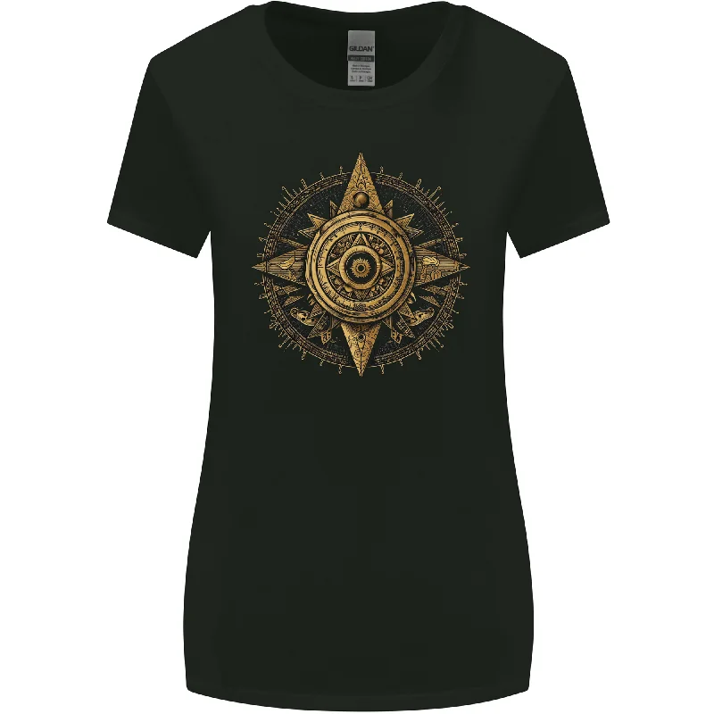 A Fantasy Gold Compass Womens Wider Cut T-Shirt Fleece Nylon Spandex