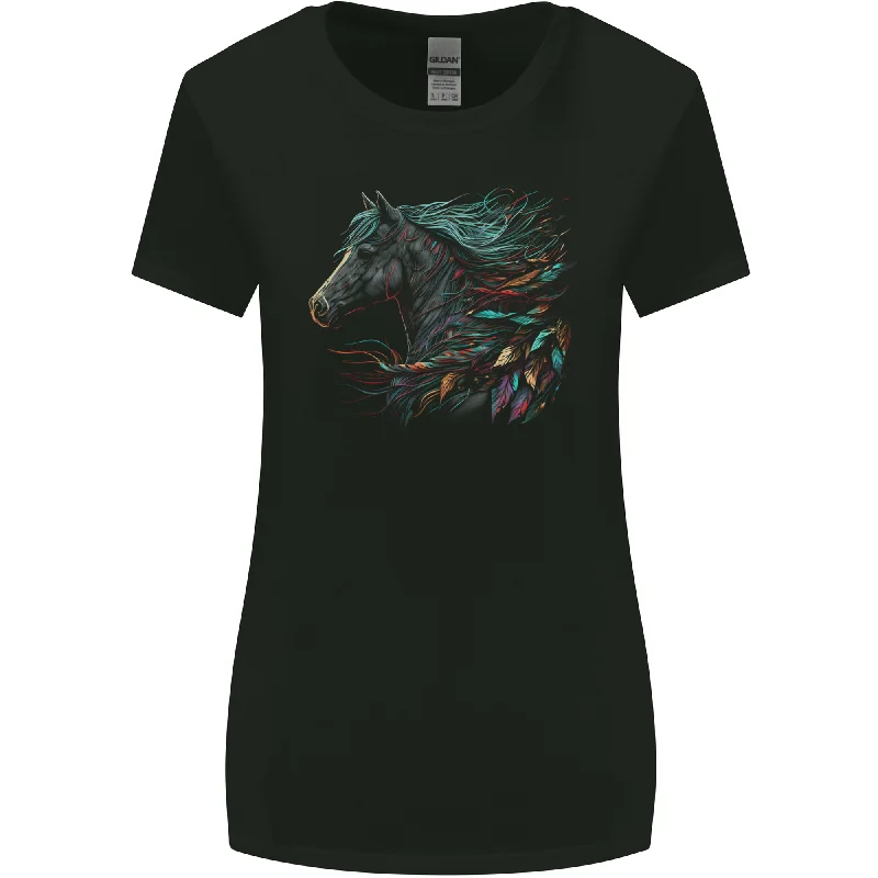 A Fantasy Horse With Feathers Pegasus Womens Wider Cut T-Shirt Houndstooth Herringbone Solid