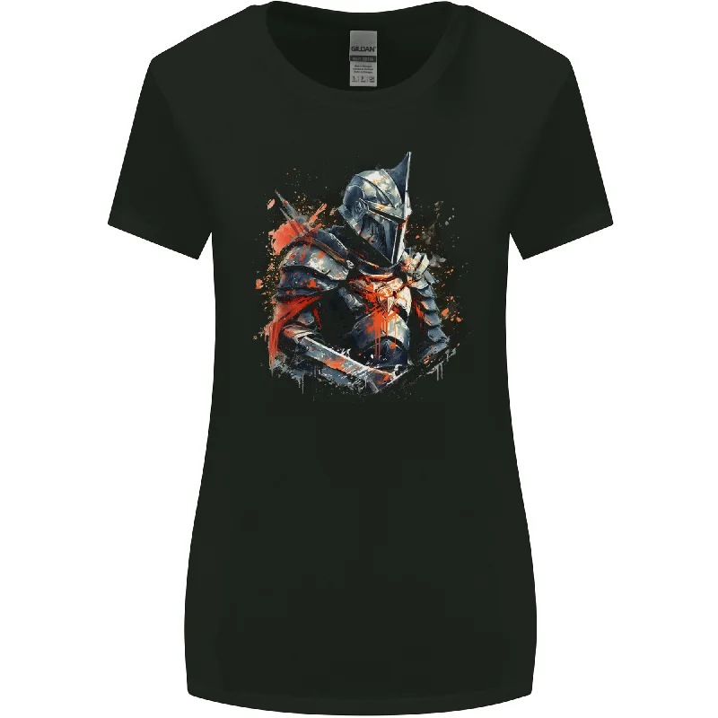 A Fantasy Medieval Knight in Armour Womens Wider Cut T-Shirt Solid Print Embellished