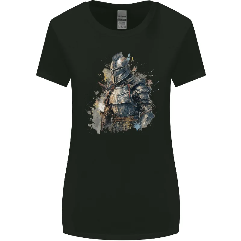 A Fantasy Medieval Knight in Armour Womens Wider Cut T-Shirt Knit Fabric Woven Fabric Fleece Fabric