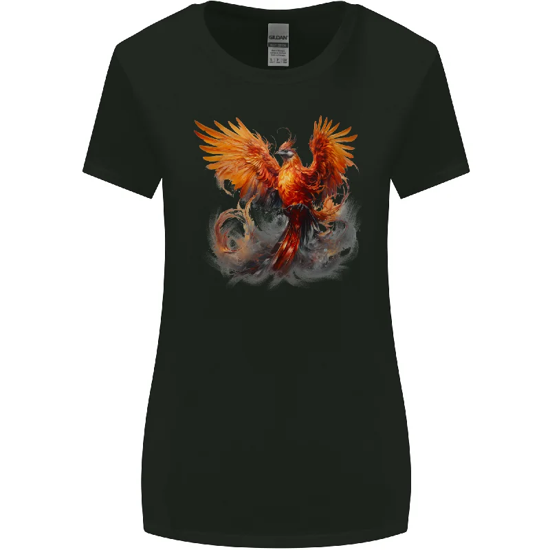 A Fantasy Phoenix Womens Wider Cut T-Shirt Collared Crew Neck Turtle Neck