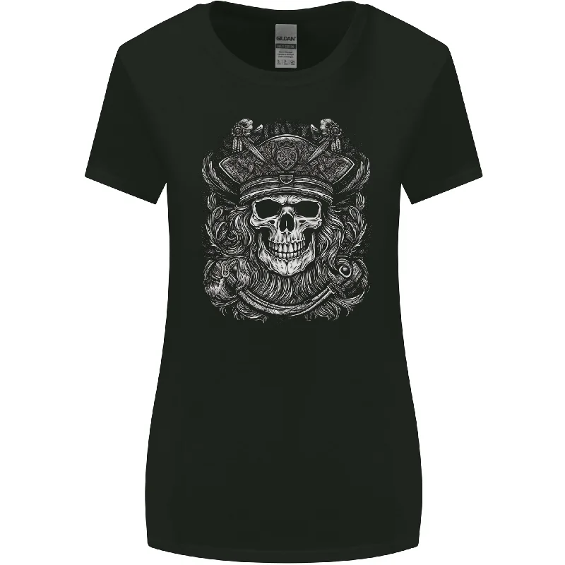 A Fantasy Pirate Skull Womens Wider Cut T-Shirt Anti-Pilling Machine Wash Handmade