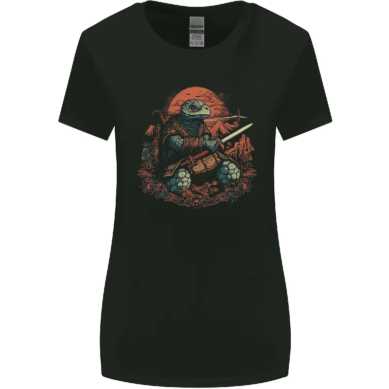 A Fantasy Samurai Turtle Tortoise Womens Wider Cut T-Shirt Fashionable Trendy Casual