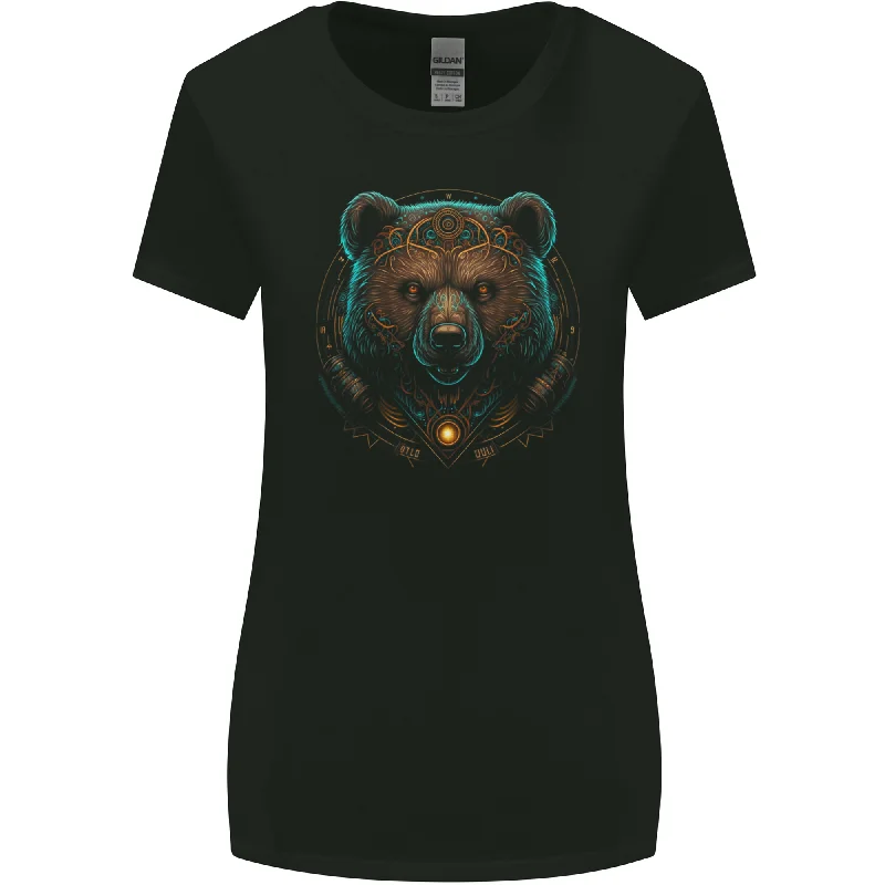 A Fantasy SCI-FI Grizzly Bear of the Future Womens Wider Cut T-Shirt Mesh Blend Leather Blend Suede Blend