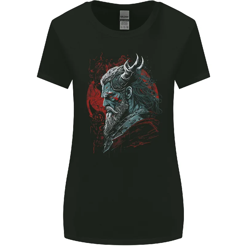 A Fantasy Viking Of War Odin Thor Womens Wider Cut T-Shirt Zippered Front Buttoned Front Snap Front