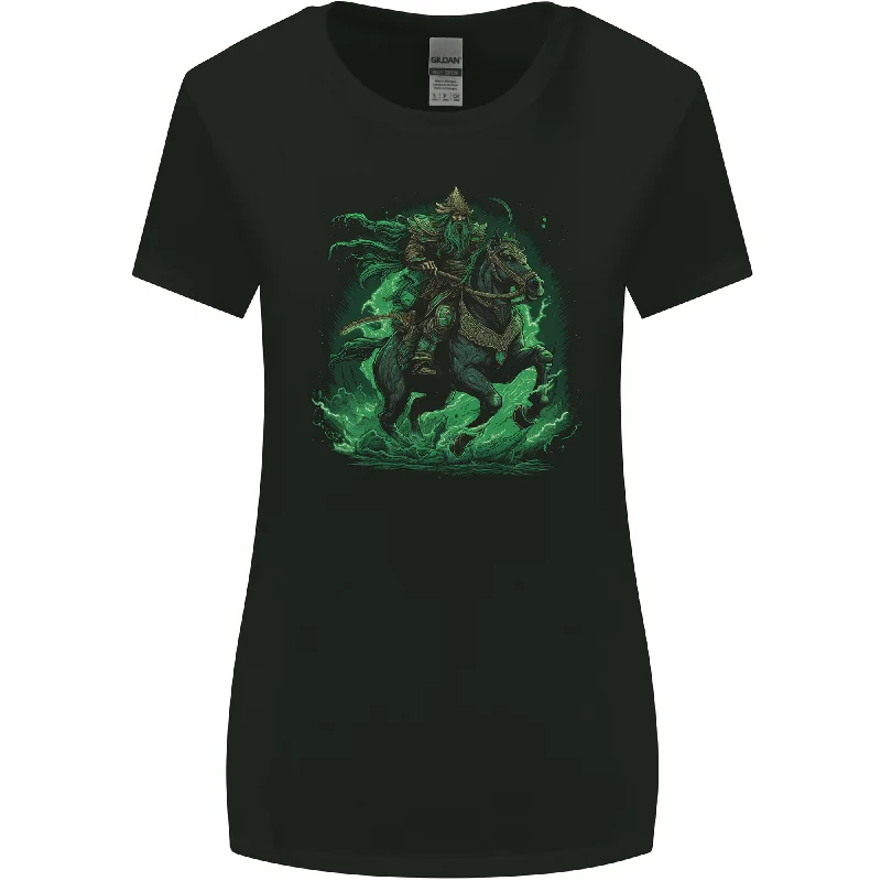 A Fantasy Wizard on Horseback Warlock Magician Womens Wider Cut T-Shirt Mesh Blend Leather Blend Suede Blend