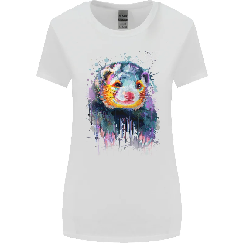 A Ferret Watercolour Womens Wider Cut T-Shirt Plaid T-Shirt Polka Dot Checkered