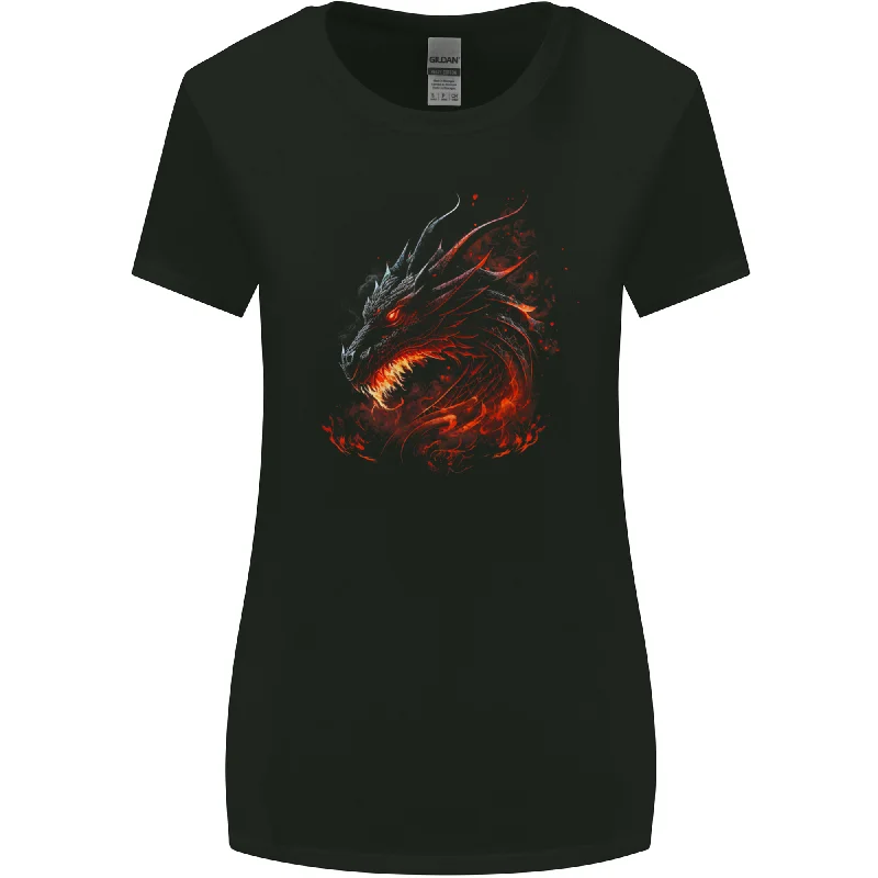 A Fierce Dragon Fantasy Art Womens Wider Cut T-Shirt Terry Blend Velvet Blend Canvas Blend