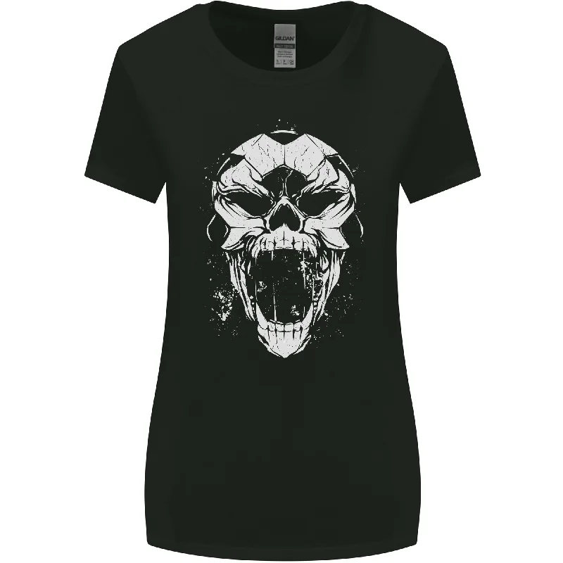 A Football Skull Footy Soccer Womens Wider Cut T-Shirt Terry Blend Velvet Blend Canvas Blend