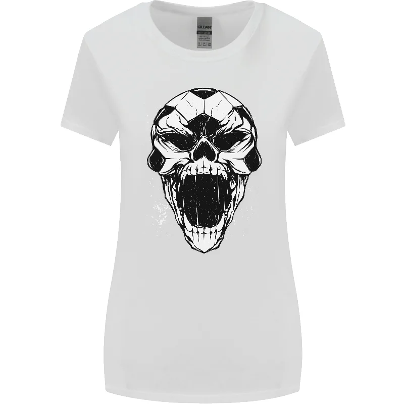 A Football Skull Soccer Footy Womens Wider Cut T-Shirt Striped Floral Plaid