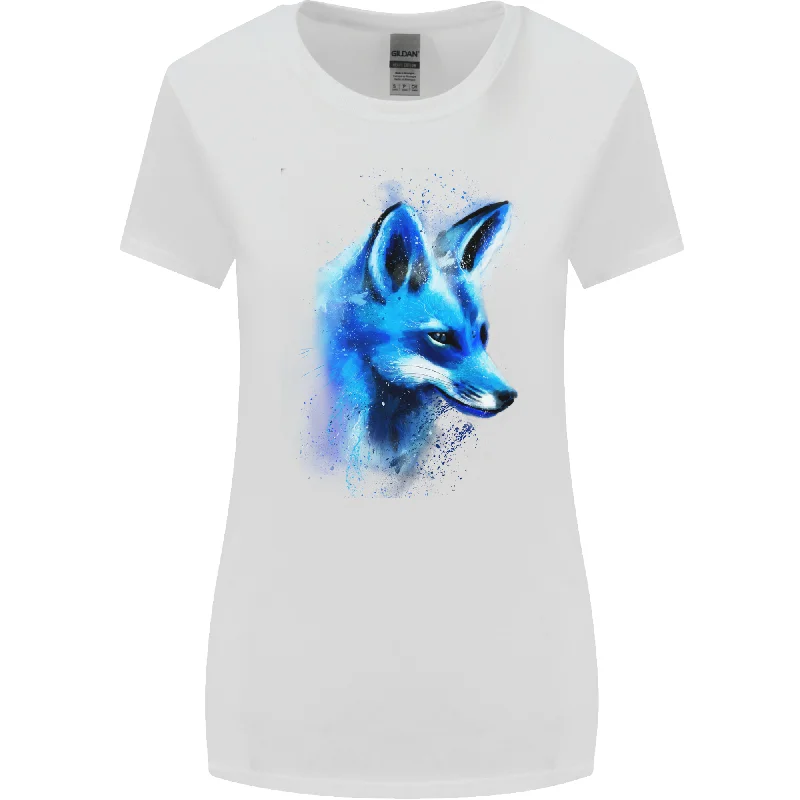 A Fox Watercolour Womens Wider Cut T-Shirt Lace Blend Ribbed Blend Corduroy Blend