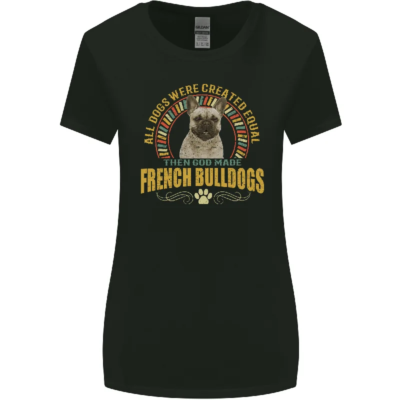 A French Bulldog Dog Womens Wider Cut T-Shirt Spandex Blend Rayon Blend Denim Blend