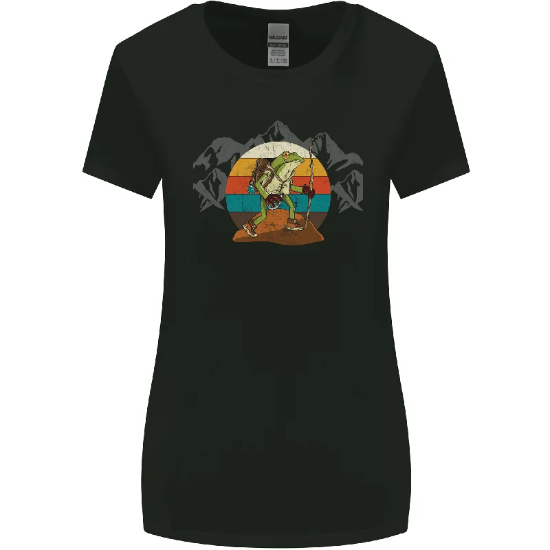 A Frog Hiking in the Mountains Trekking Womens Wider Cut T-Shirt Solid Color Striped Floral