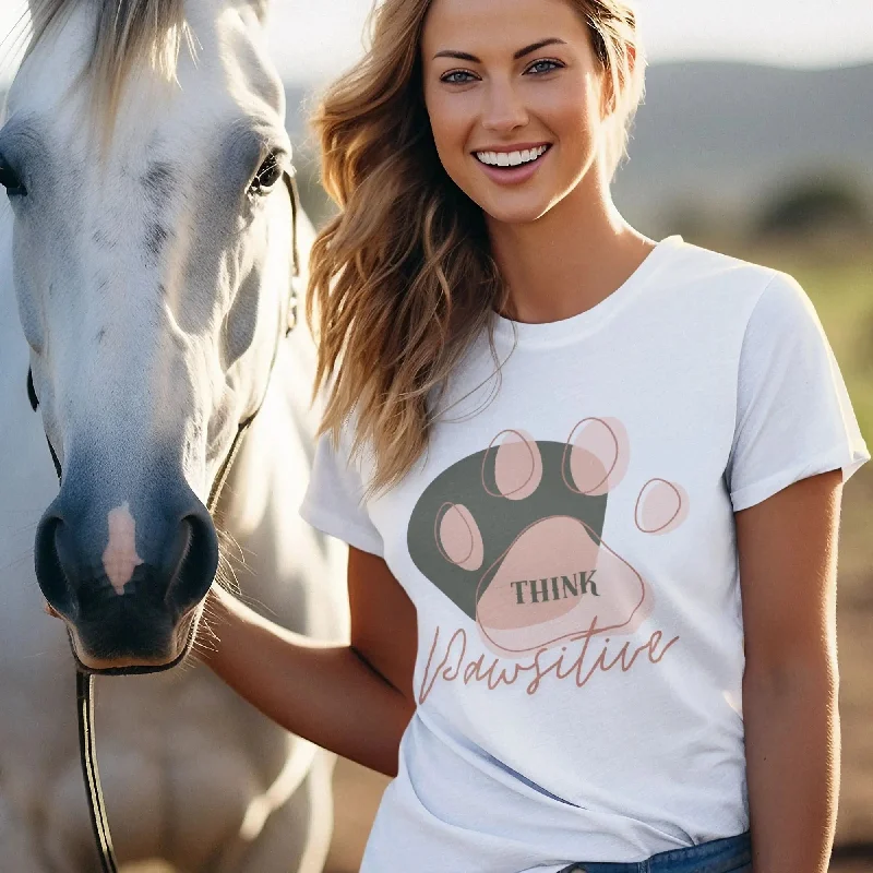 Think Pawsitive Round Neck Half Sleeve Classic T-Shirt Cozy Warm Stylish