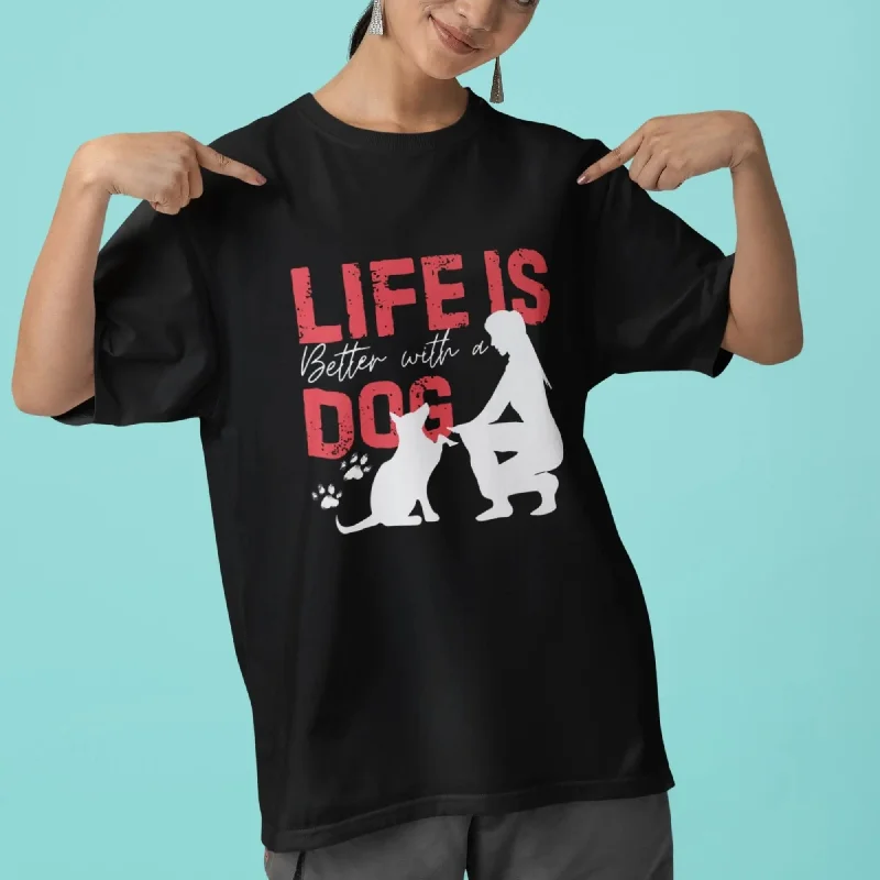 Life Is Better With a Dog Round Neck Half Sleeve Classic T-Shirt Basic T-Shirt Crew Neck Short Sleeve Life Is Better With a Dog Round Neck Half Sleeve Classic T-Shirt Basic T-Shirt Crew Neck Short Sleeve