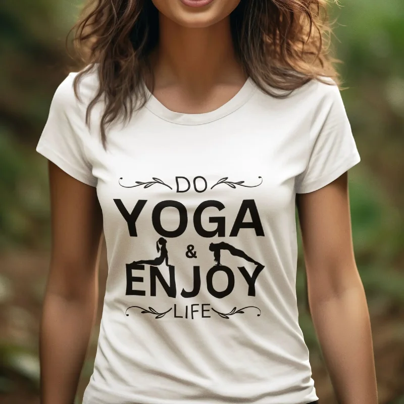 Do Yoga & Enjoy Life Round Neck Half Sleeve Classic T-Shirt Houndstooth Herringbone Solid Do Yoga & Enjoy Life Round Neck Half Sleeve Classic T-Shirt Houndstooth Herringbone Solid