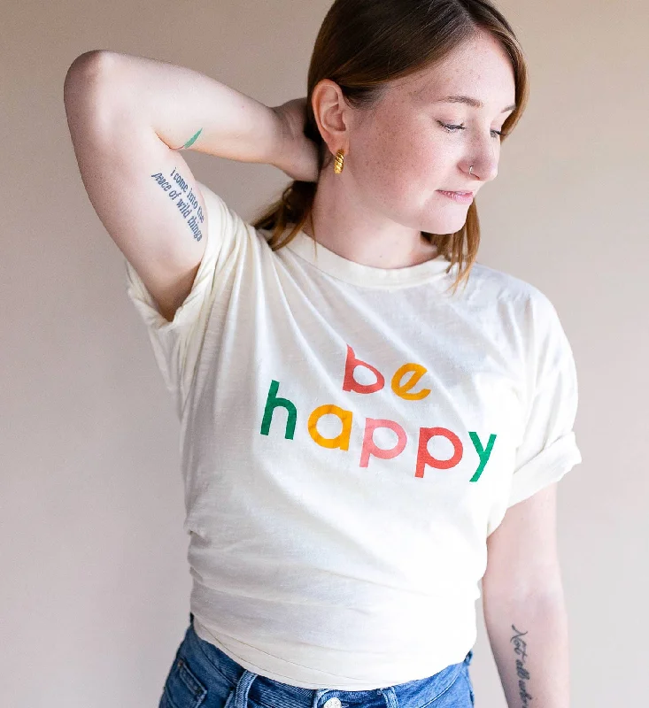 Be Happy Women Tee Seamless Knitted Crochet