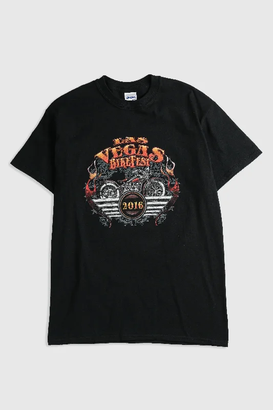 Deadstock Las Vegas Bike Fest Tee - M Satin Blend Silk Blend Wool Blend