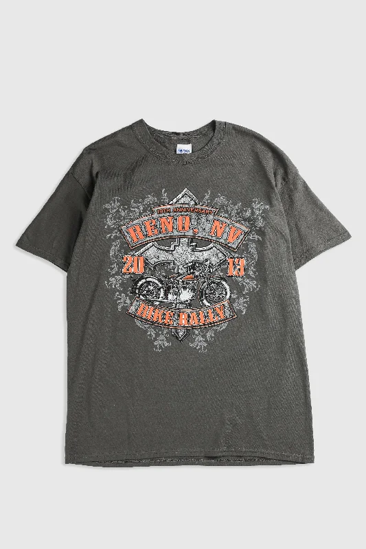 Deadstock Reno Motorcycle Rally Tee - Grey, Black Rayon Fabric Velvet Fabric Corduroy Fabric