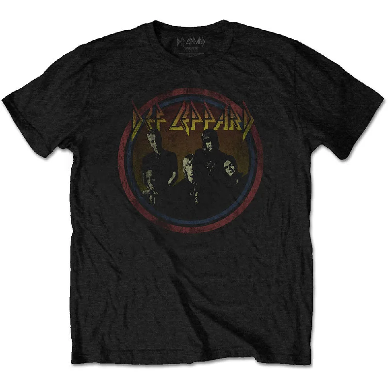 Def Leppard | Official Band T-Shirt | Vintage Circle Basic T-Shirt Crew Neck Short Sleeve