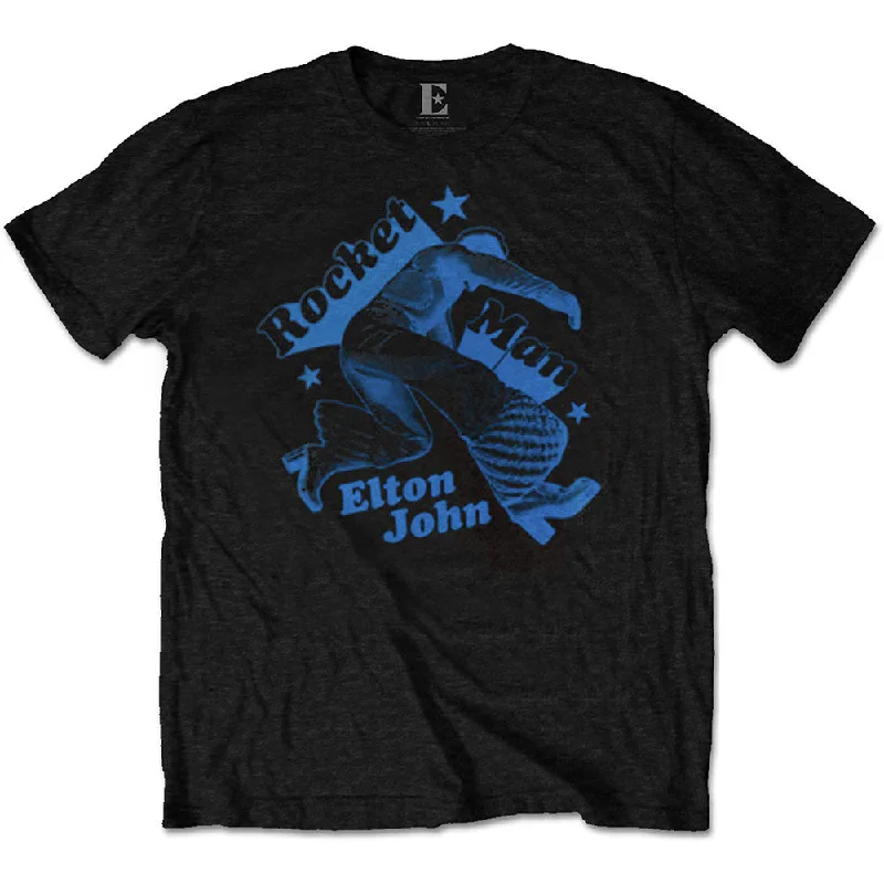 Elton John | Official Band T-Shirt | Rocketman Jump Silk Blend Satin Velvet