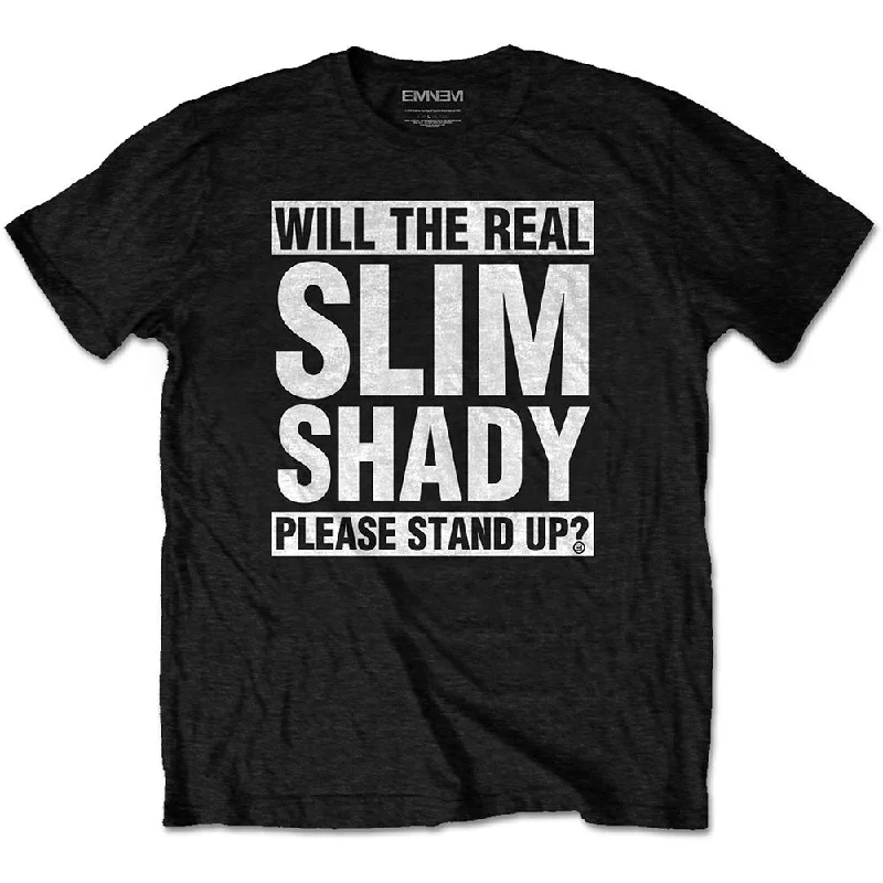 Eminem | Official Band T-Shirt | The Real Slim Shady Ribbed T-Shirt High Neck Heavyweight Eminem | Official Band T-Shirt | The Real Slim Shady Ribbed T-Shirt High Neck Heavyweight